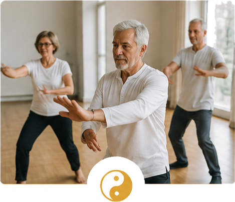 3 personnes qui pratiquent le tai-chi